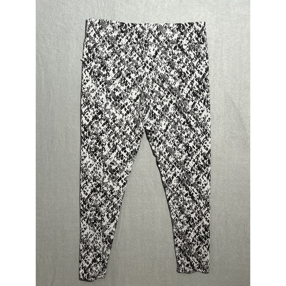 Cuddl Duds Women's Leggings Size L Black Gray White Abstract Stretch Comfort - Picture 7 of 7